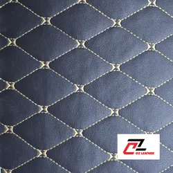 Da PVC Hình Thoi Sần Đen Chỉ Vàng - B17