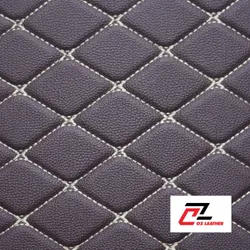 Da PVC hình thoi sần nâu chỉ kem - B12