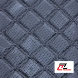 Da PVC hình vuông cacbon đen chỉ đen 2 đường chỉ - A13