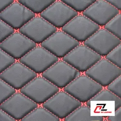 Da PVC hình thoi sần đen chỉ đỏ