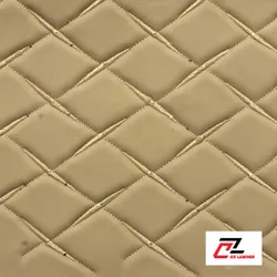 Da PVC hình thoi nhẵn kem họa tiết chéo chỉ kem