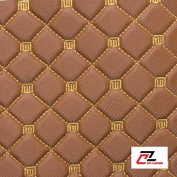 Da PVC hình vuông cacbon cam chỉ vàng