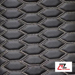 Da PVC hình lục giác cacbon đen chỉ kem 2 đường chỉ