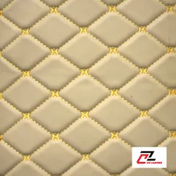 Da PVC hình thoi nhẵn kem chỉ vàng