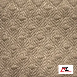 Da PVC hình thoi nhiều vân cacbon kem chỉ kem