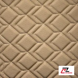 Da PVC hình vuông gợn sóng cacbon kem chỉ kem