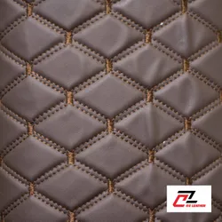 Da PVC hình thoi nhẵn nâu chỉ nâu 2 đường chỉ