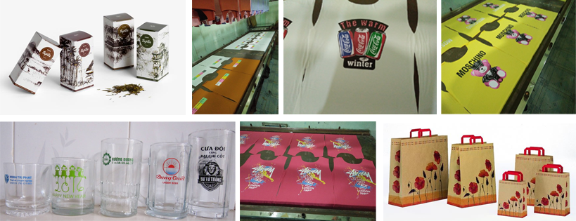 Dạy in lụa trên vải,áo thun, túi giấy, nhựa, ly