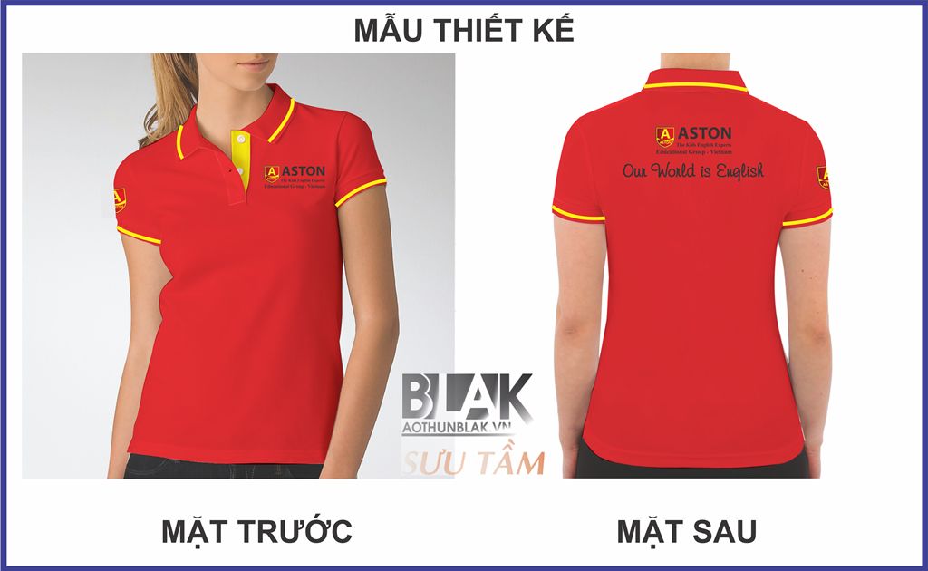 Mẫu thiết kế áo thun đồng phục trung tâm Anh ngữ Quốc tế Sài Gòn Aston