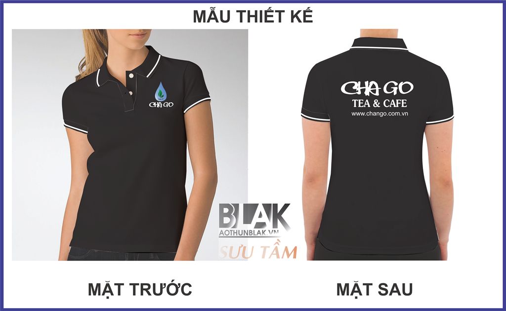 Mẫu thiết kế áo thun đồng phục nhân viên tại tiệm trà sữa Cha Go Tea & Cafe