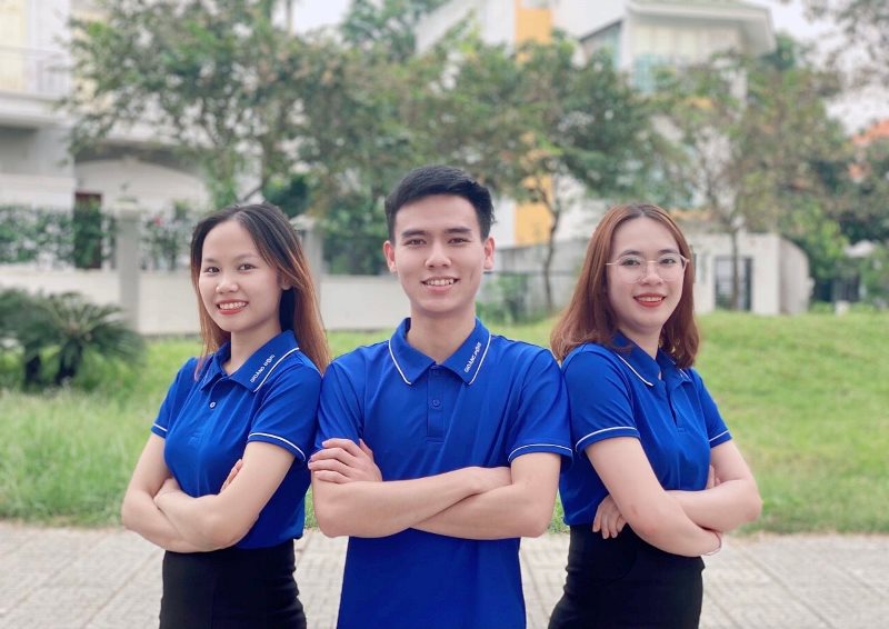 Mẫu thiết kế áo đồng phục công ty màu xanh bích