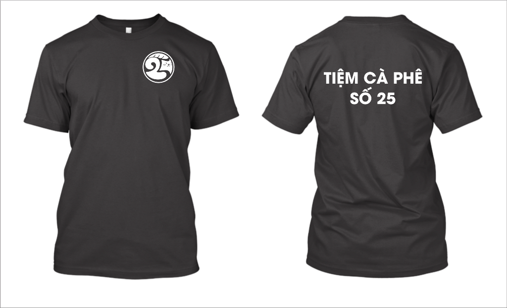 Mẫu thiết kế áo thun đồng phục nhân viên tại Tiệm Cà Phê số 25