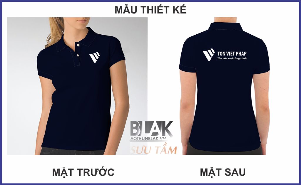 Mẫu thiết kế áo thun đồng phục công ty Tôn Việt Pháp màu xanh đen