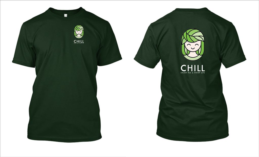 Mẫu thiết kế áo thun đồng phục cổ tròn tại Chill - Tiệm Trà Chanh Ngọc Lâm