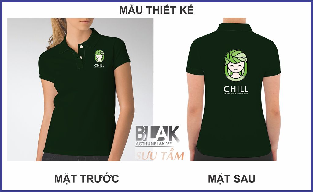 Mẫu thiết kế áo thun đồng phục cổ bẻ tại Chill - Tiệm Trà Chanh Ngọc Lâm