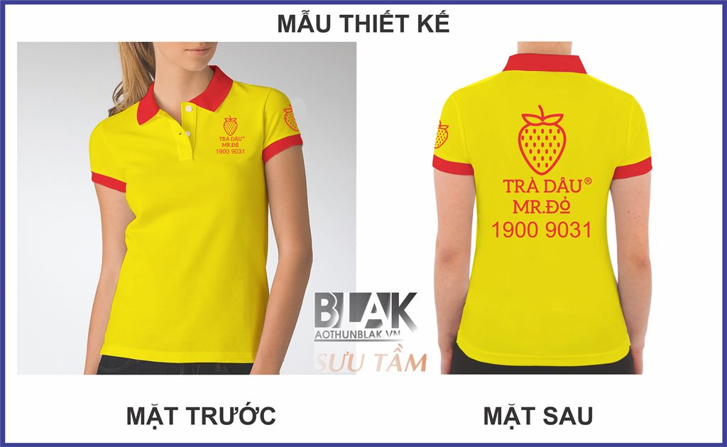 Mẫu thiết kế áo thun đồng phục nhân viên tại Trà Dâu Mr. Đỏ
