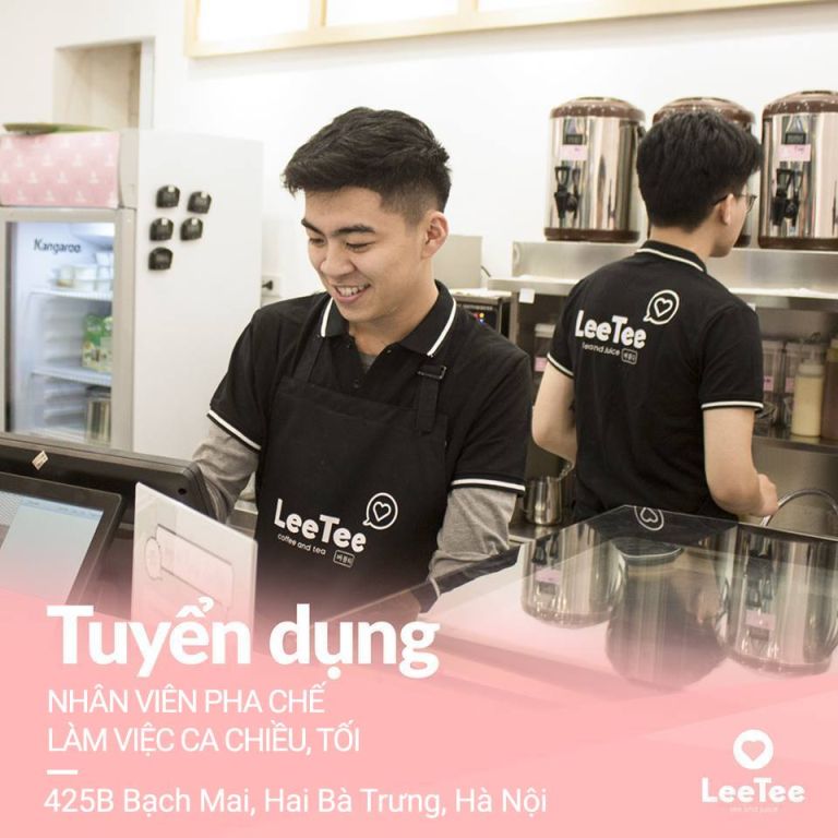Mẫu đồng phục của nhân viên tại cửa hàng trà sữa LeeTee - Hình 1