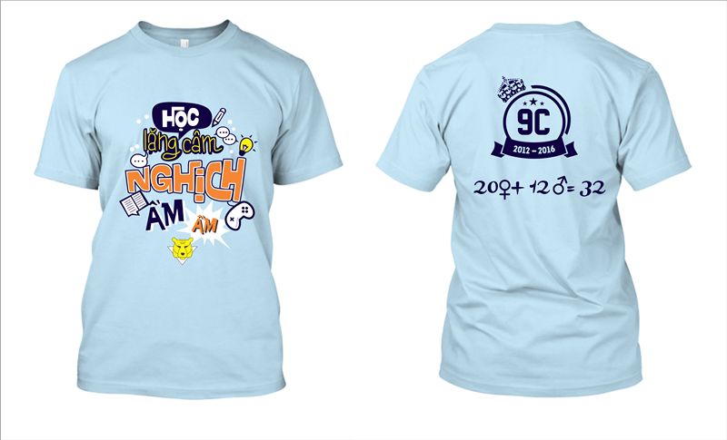 Mẫu thiết kế áo lớp 9C - Học lặng câm nghịch ầm ầm