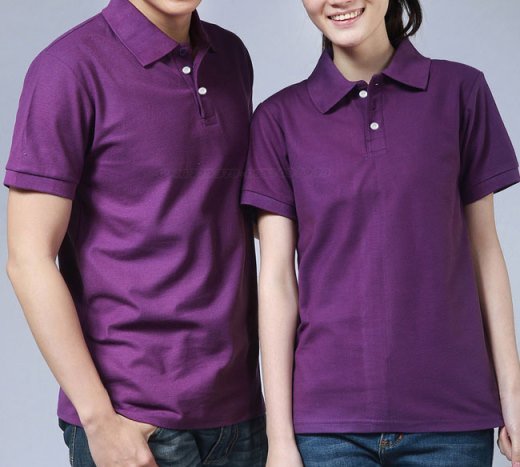 Áo thun trơn vải cá sấu cổ bẻ màu tím