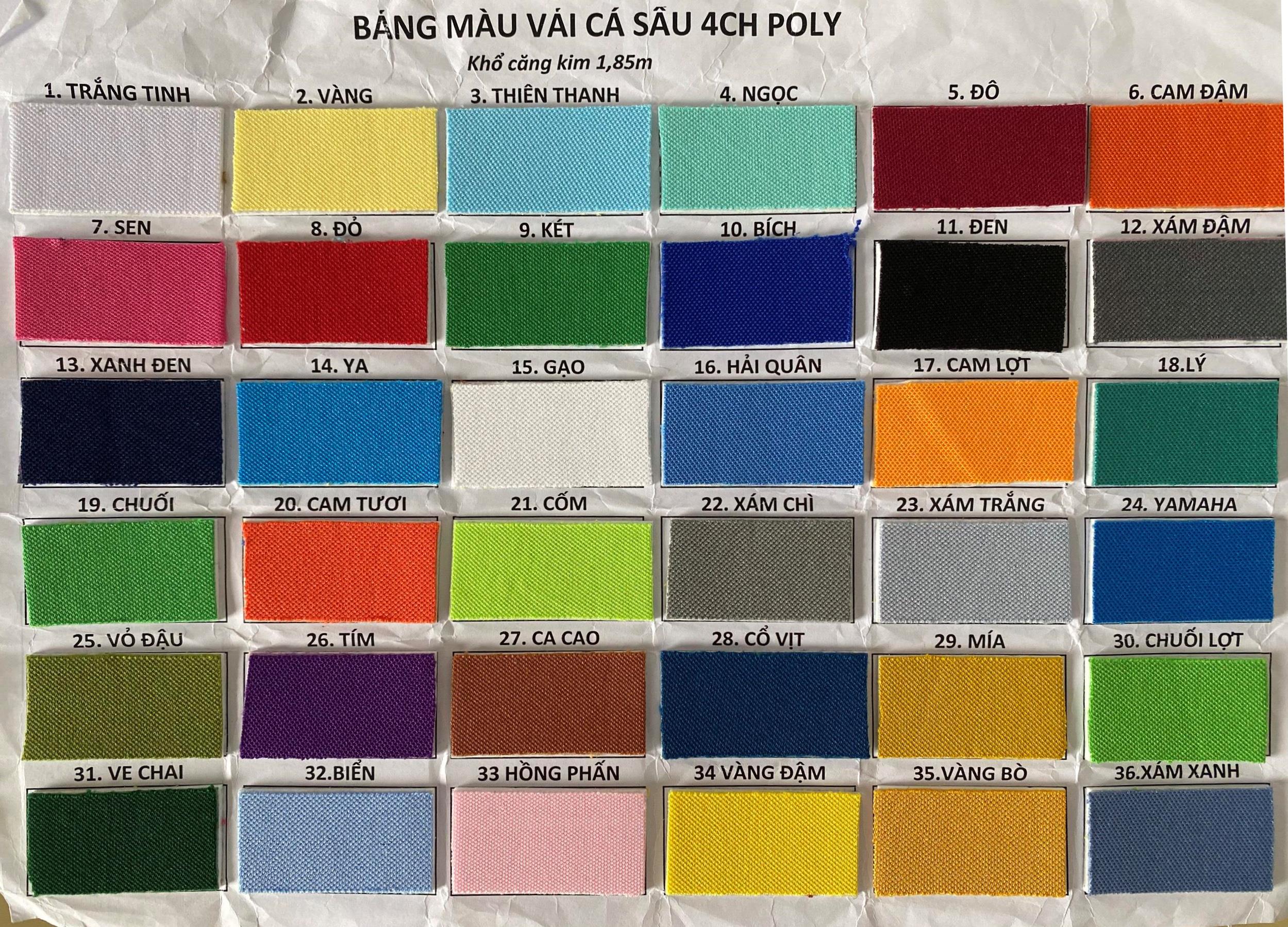 Bảng màu vải thun cá sấu poly thái (cá sấu lạnh)