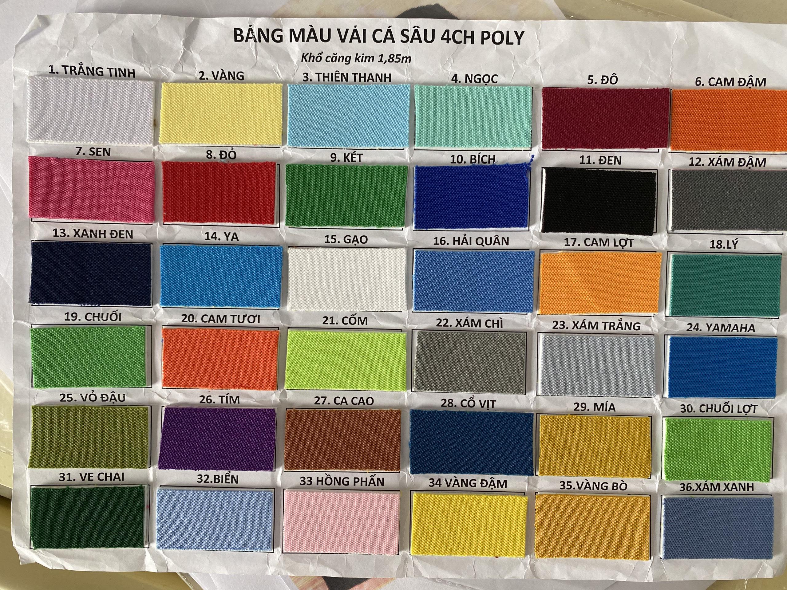 Bảng màu vải thun cá sấu poly thái