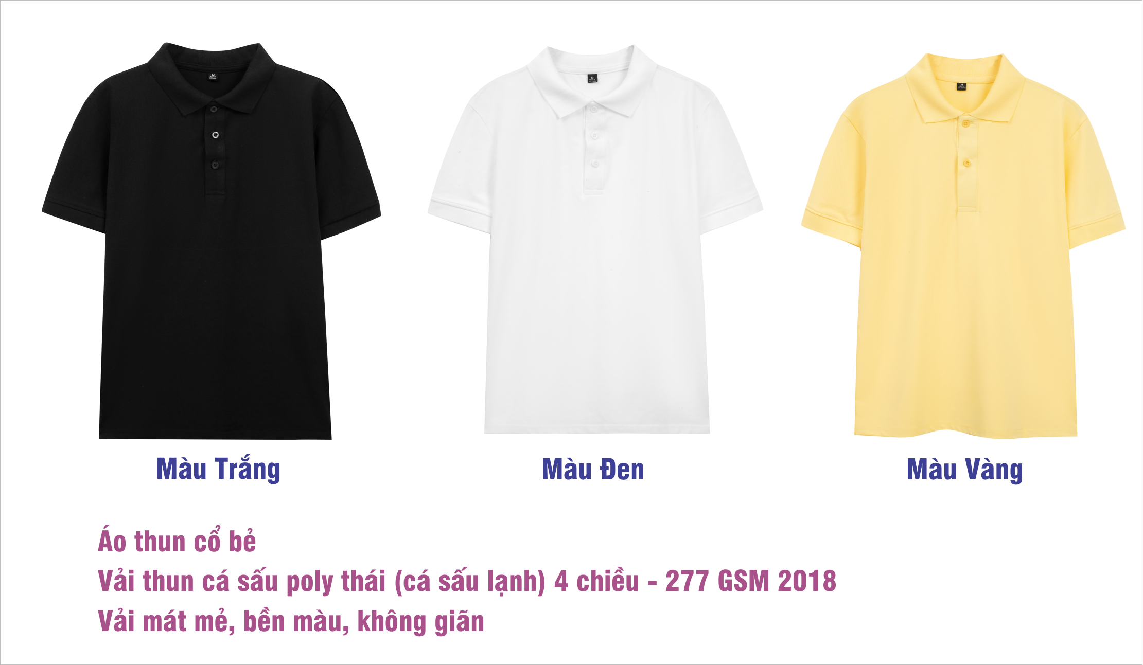 Áo thun cổ bẻ - vải thun cá sấu poly thái ( cá sấu lạnh)