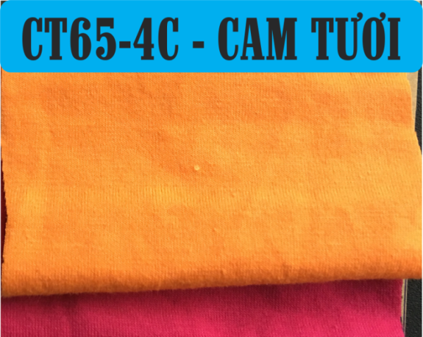 Vải thun cotton 65/35 co giãn 4 chiều - màu cam