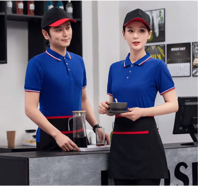 mẫu đồng phục nhà hàng màu xanh