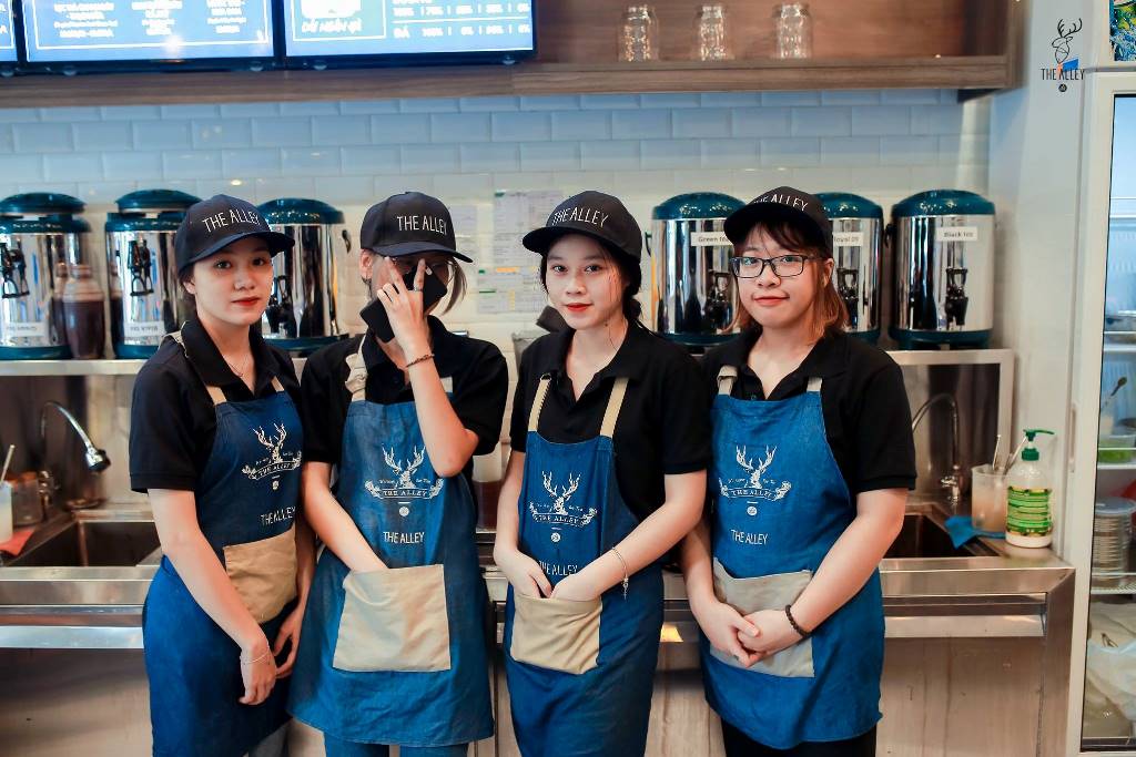Mẫu đồng phục nhân viên quán trà sữa thiết kế đẹp
