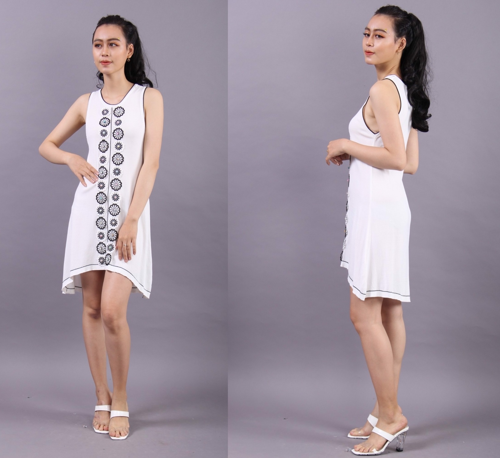 Váy đầm may bằng vải thun xô