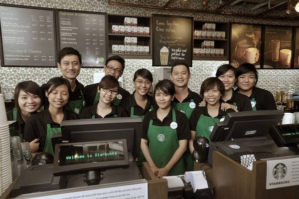 Mẫu áo đồng phục + tạp dề của Starbuck