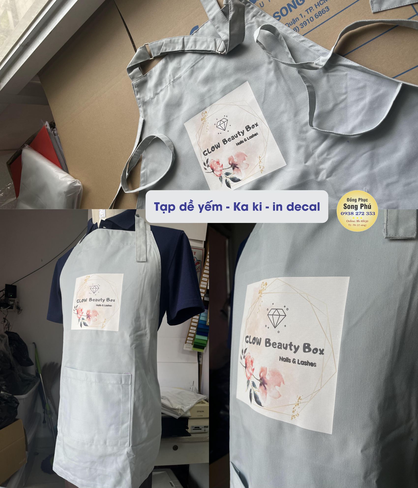 Mẫu tạp dề yếm nails Glow Beauty Box