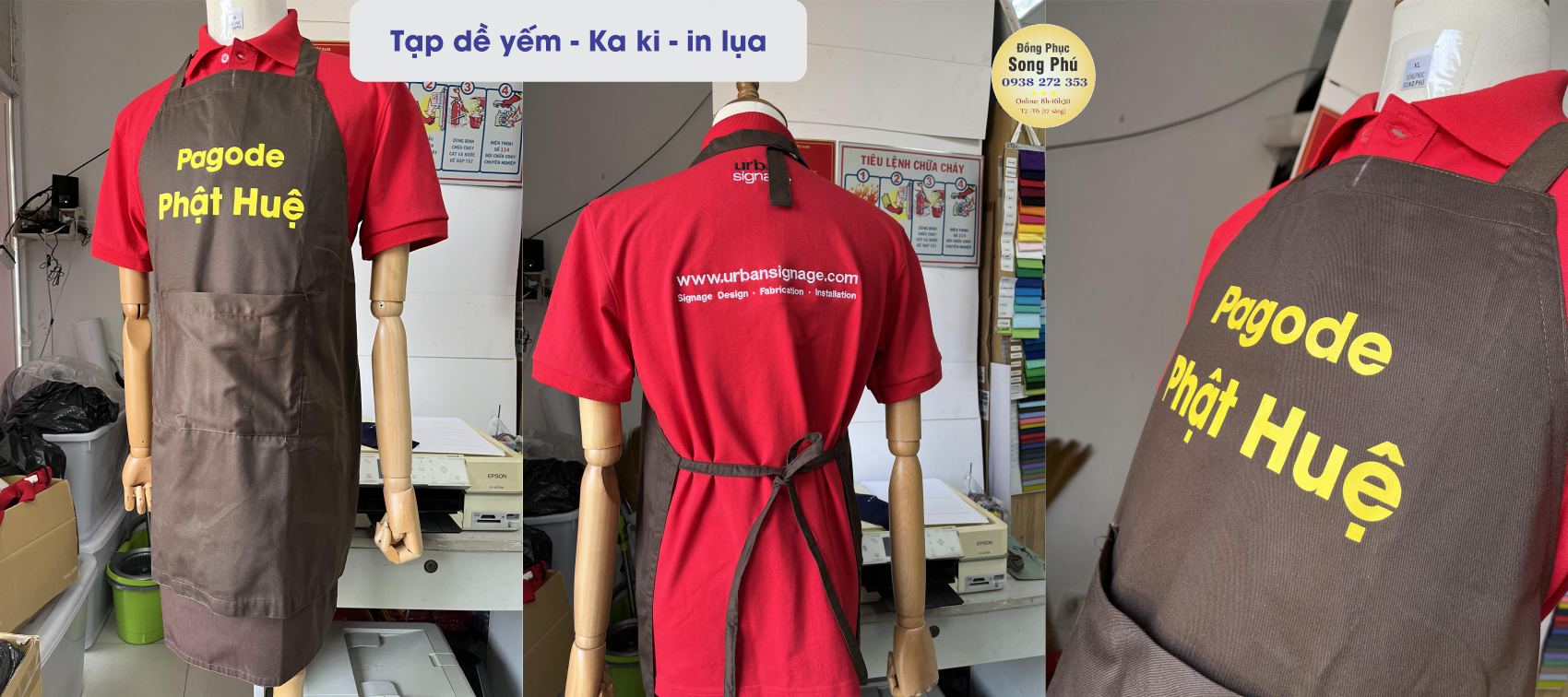 Mẫu tạp dề bếp phục vụ Pagoda Phật Huệ