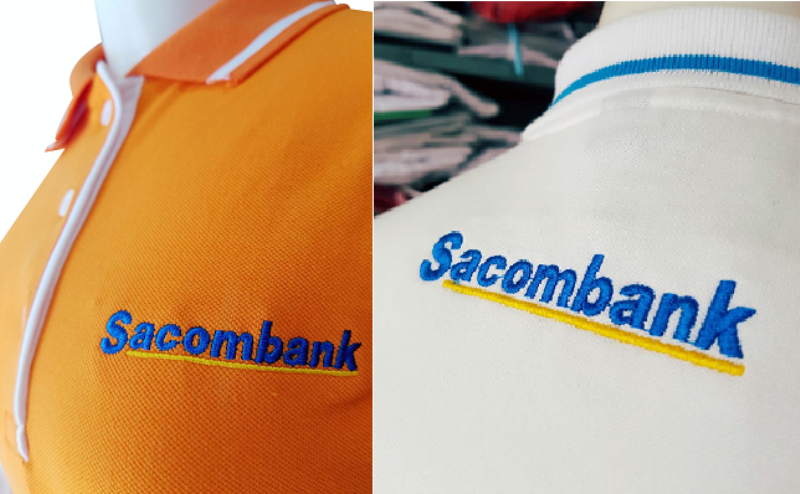 Mẫu áo thun đồng phục thêu của Sacombank