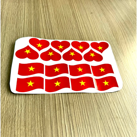 Hình ảnh combo 8 cặp sticker lá cờ + trái tim - Hình 3