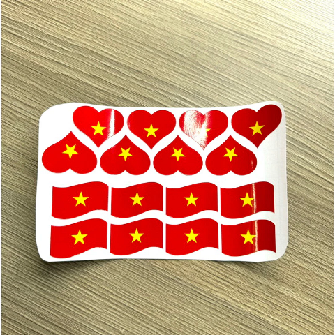 Hình ảnh combo 8 cặp sticker lá cờ + trái tim - Hình 2
