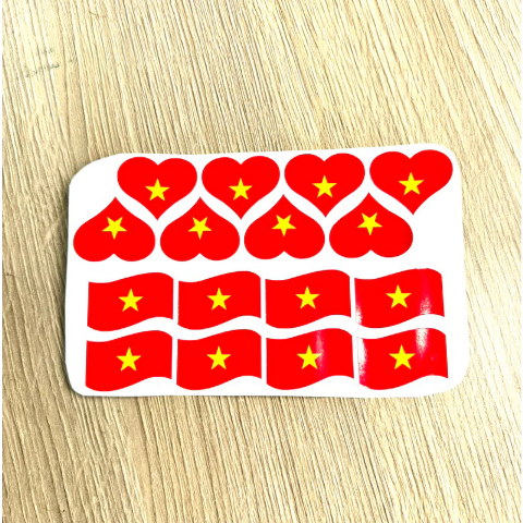 Hình ảnh combo 8 cặp sticker lá cờ + trái tim - Hình 1
