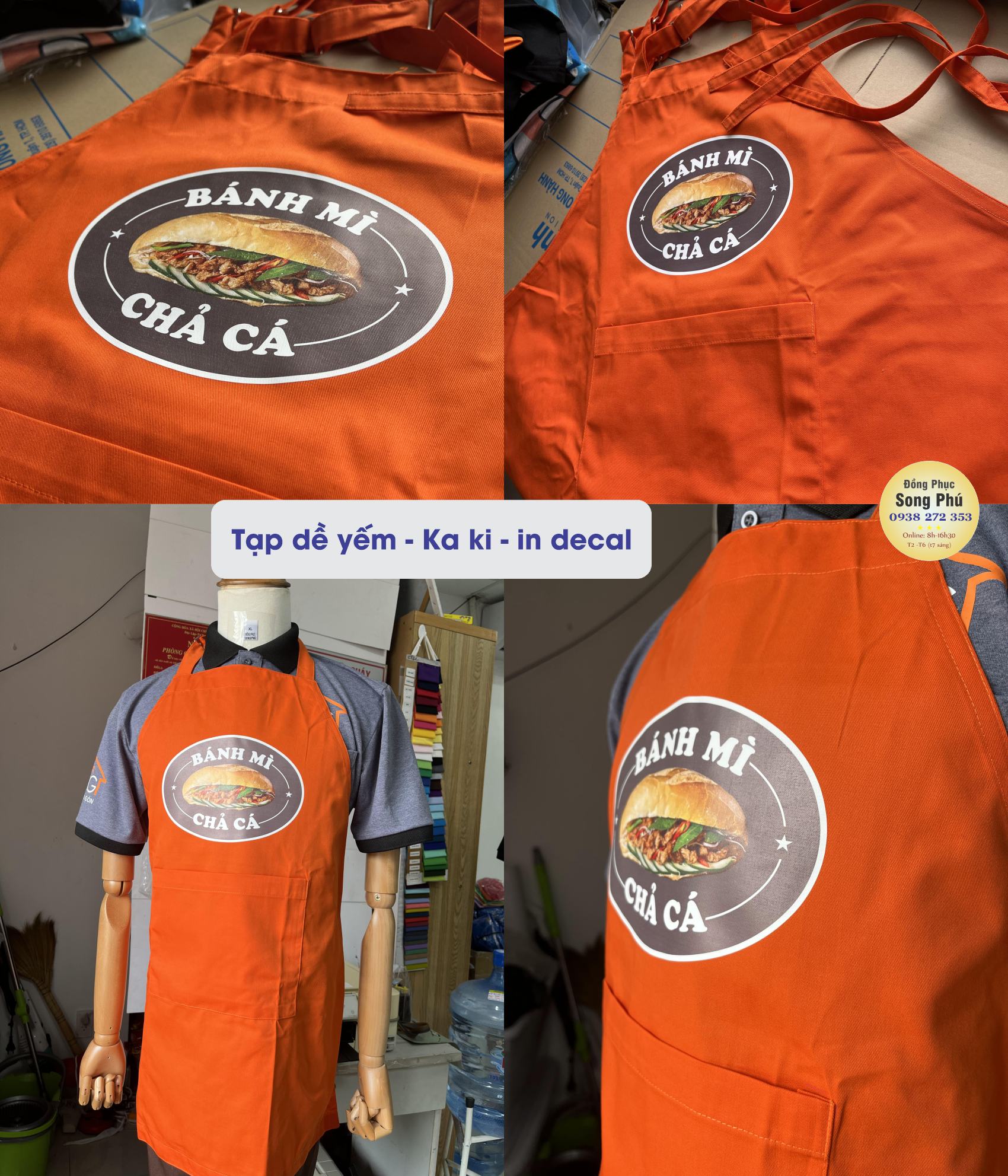 Mẫu tạp dề yếm bánh mì chả cá