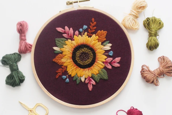 Mẫu thêu hoa hướng dương mùa thu