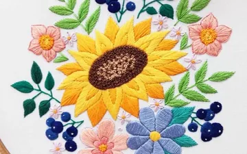 Mẫu thêu hoa hướng dương mùa hè