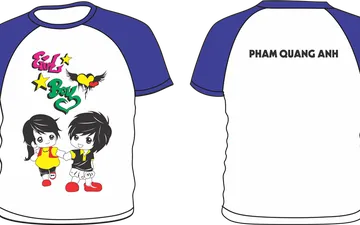 File thiết kế vector - Logo in áo lớp Girl and Boy