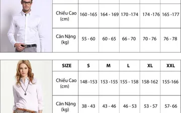 Size quần áo nam
