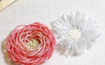 Thêu hoa 3D bằng mũi thêu Looped blanket và turkey stitch
