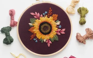 Mẫu thêu hoa hướng dương mùa thu