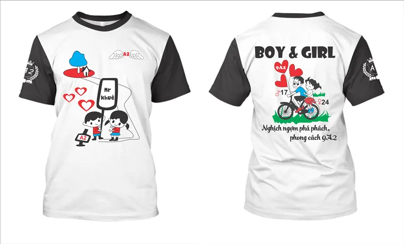 File Thiết Kế Vector - Logo In Áo Lớp 9A2 Boy And Girl