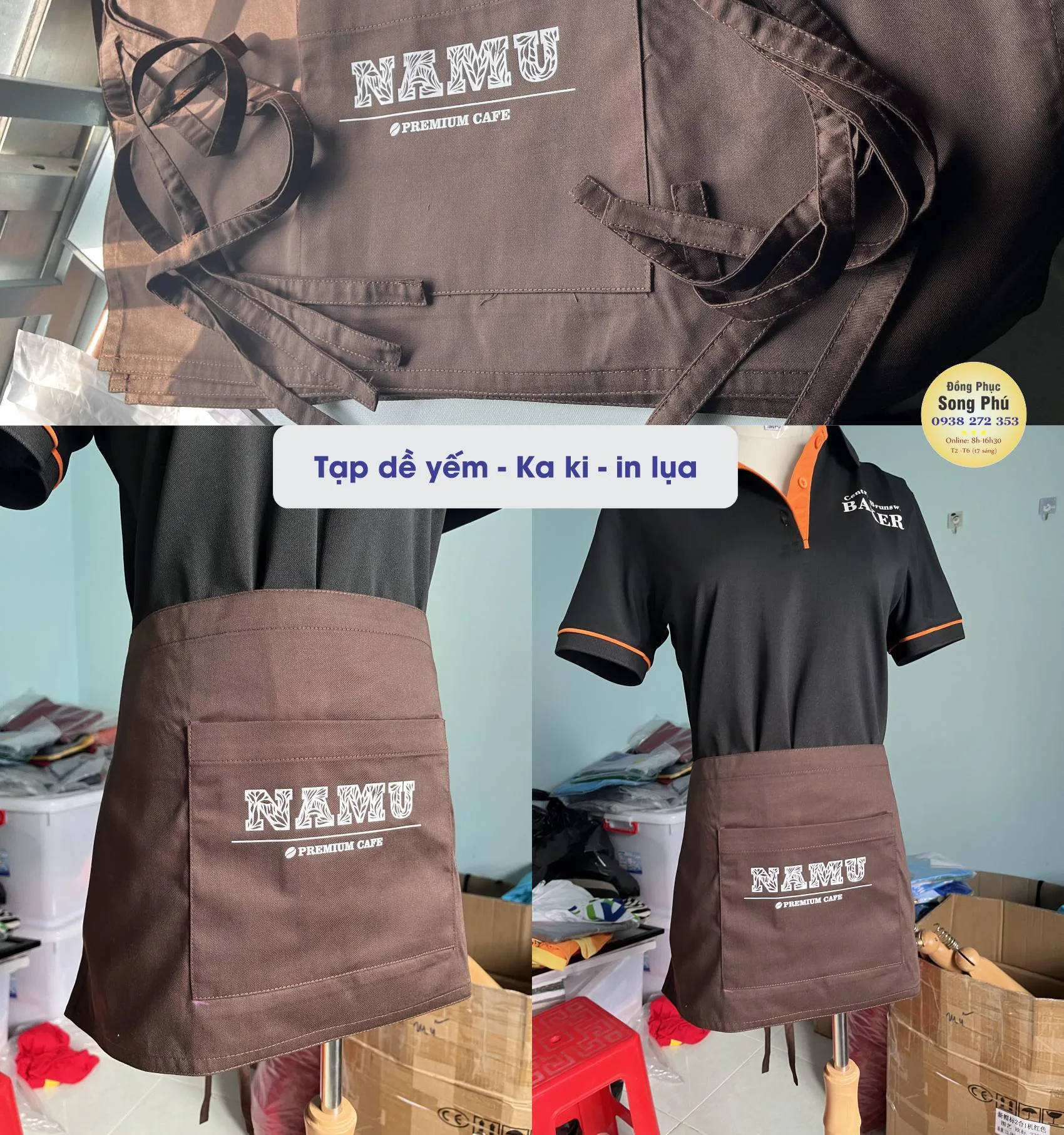 Mẫu tạp dề đồng phục vụ quán cafe Namu