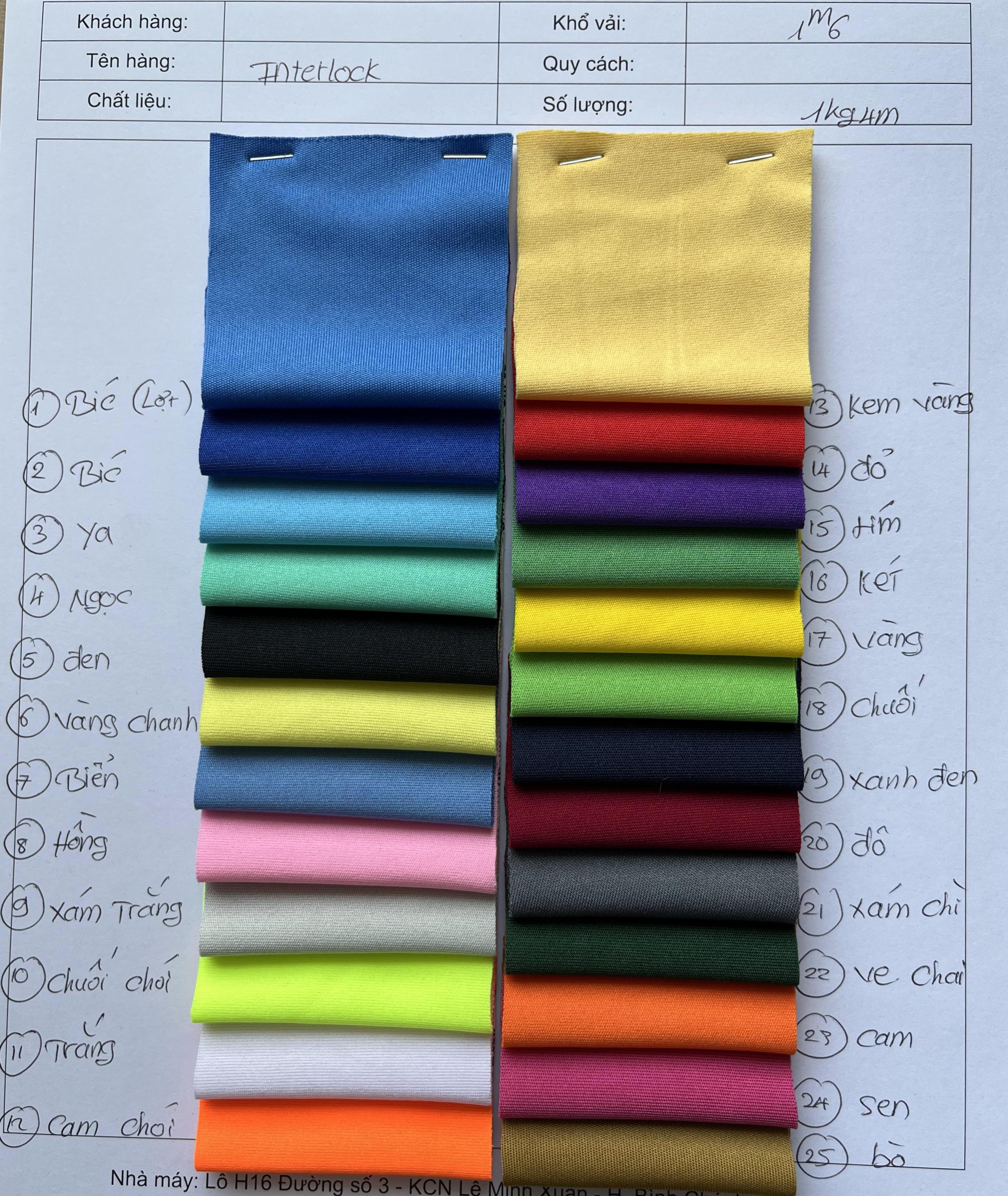 Bảng màu vải thun Lạnh 2023