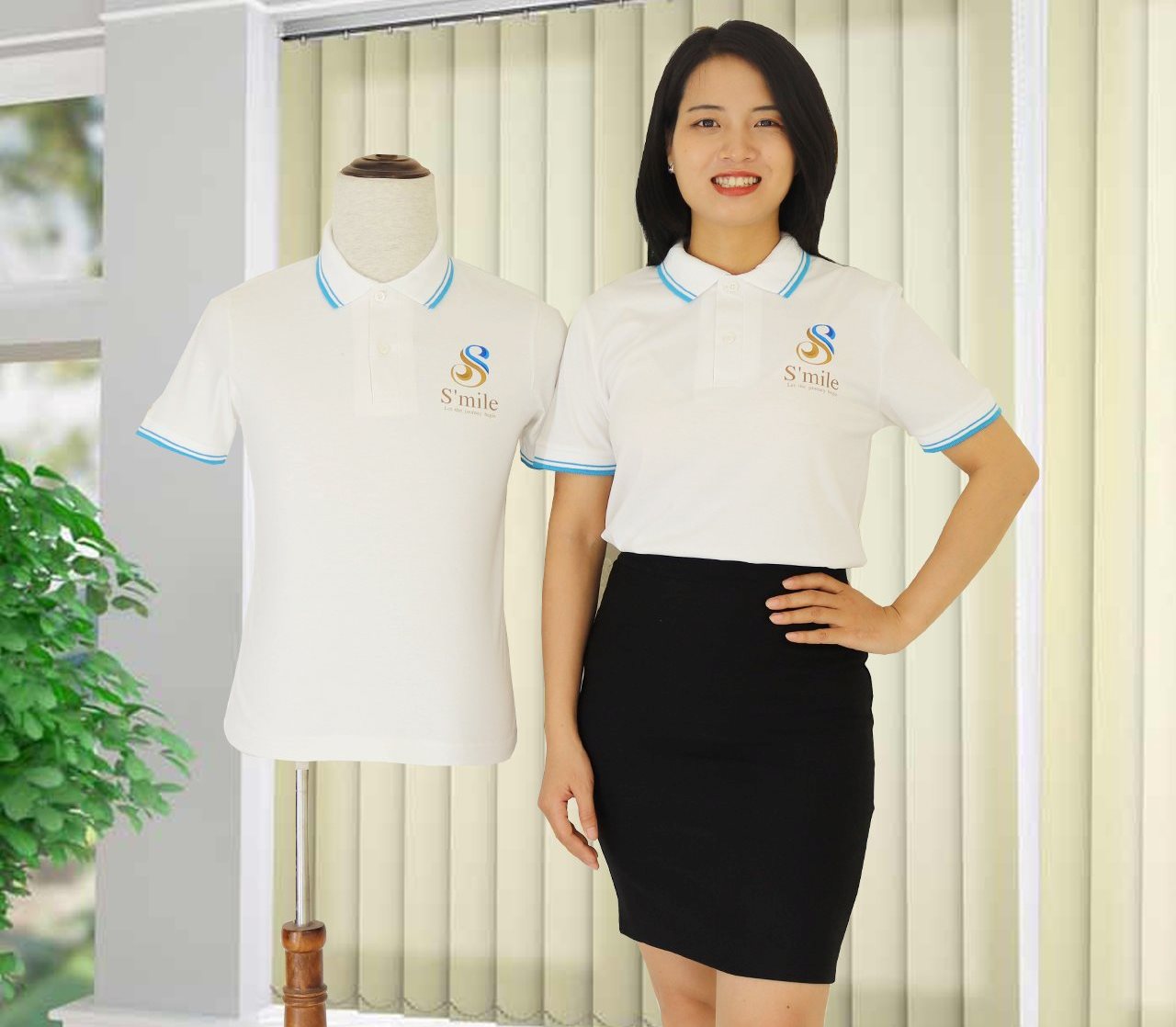Áo đồng phục  cổ bẻ may bằng vải thun cá sấu