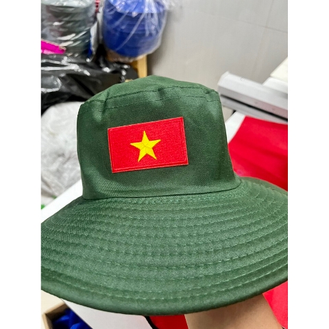 Mẫu nón thêu lá cờ kaki poly