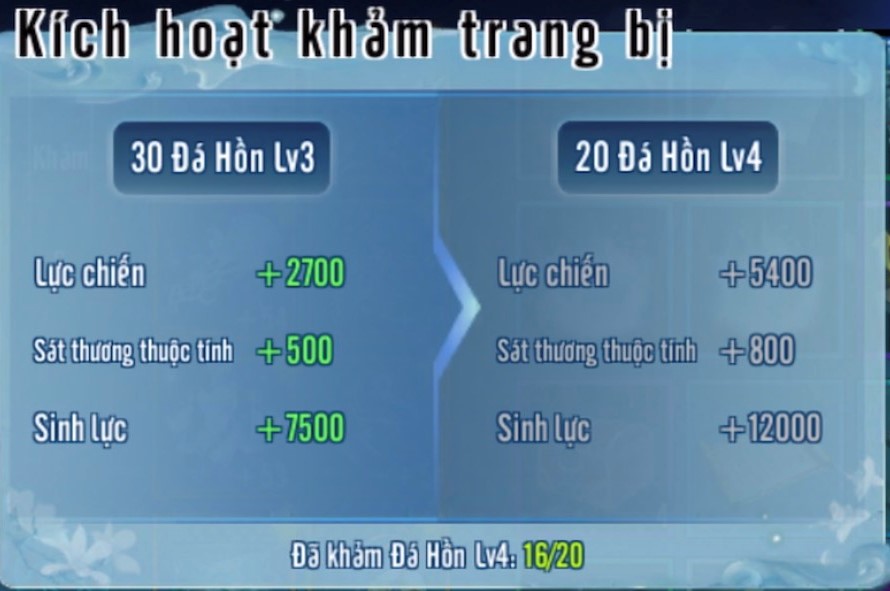 Bậc khảm 6: 30 viên đá hồn level 3